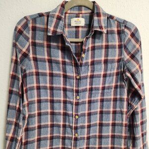Marine Layer Plaid Button Down Shirt XS